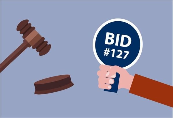Graphic of someone bidding at an auction